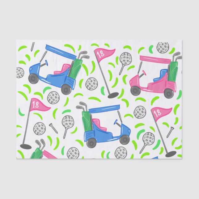 Papier Mousseline Golf rose bleu (Recto)
