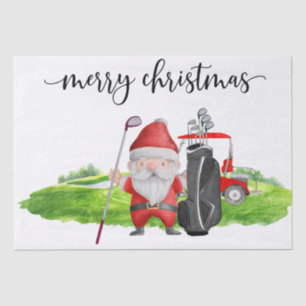 Papier Mousseline Golf Santa Claus Joyeux Noël sur Green