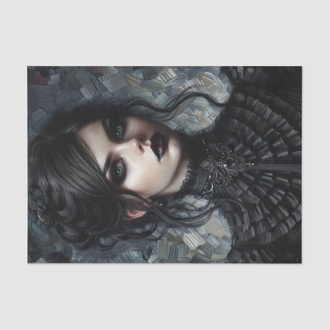 Papier Mousseline Goth Victorian Femme En Noir (Recto)