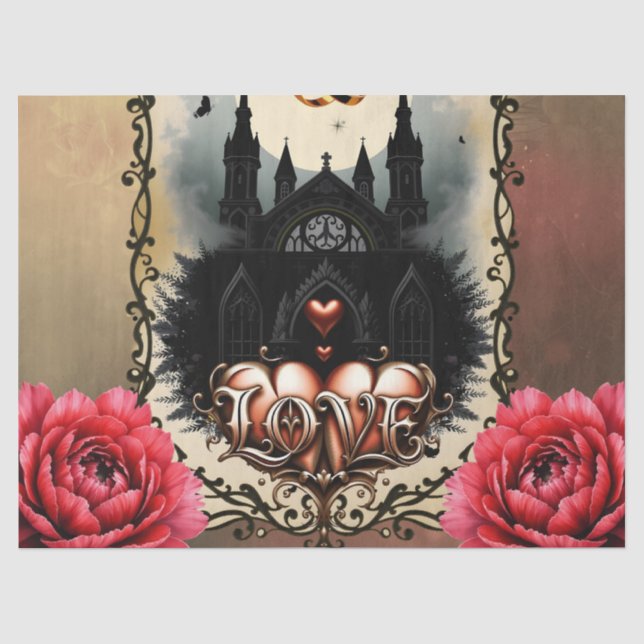 Papier Mousseline Gothic Moon –Eternal Love Beneath the Midnight Sky (Recto)