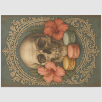 Papier Mousseline Gothic Skull With Macarons Decoupage