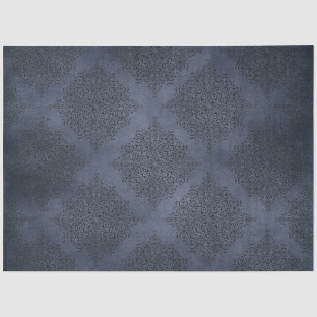 Papier Mousseline Gothique Blue Damask Series Design 5 (Recto)