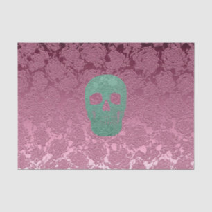 Papier Mousseline Gothique Crâne Pink Green Girly Design floral