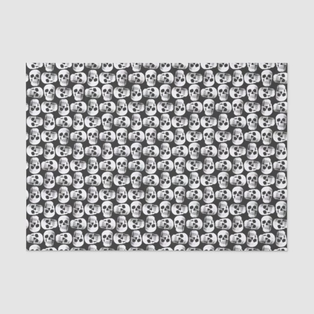 Papier Mousseline Gothique Crâne Scandale Noir Et Blanc Motif Design (Recto)