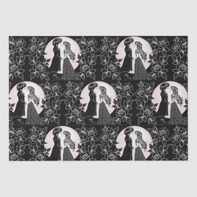 Papier Mousseline Gothique Emo Enfants Kiss Valentine's Day (Recto)