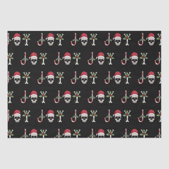 Papier Mousseline Gothique Joie Crâne Noël Fête Tissu Papier (Recto)