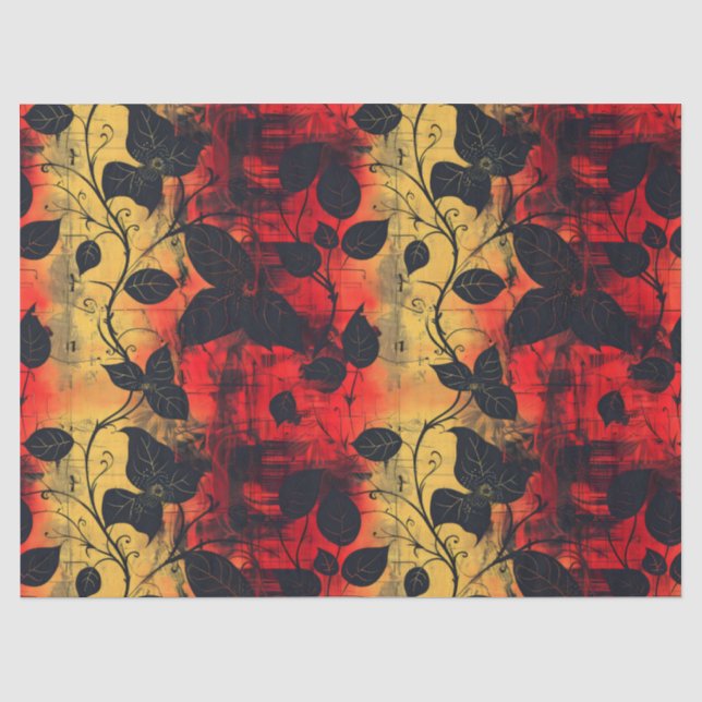 Papier Mousseline Gothique Noir Jaune Rouge (Recto)