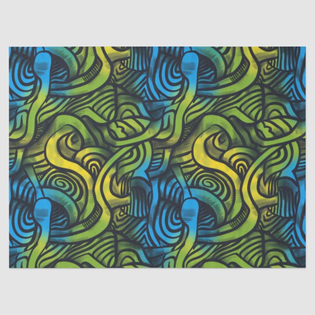 Papier Mousseline Gothique Sombre Sentiment Bleu Vert Jaune (Recto)