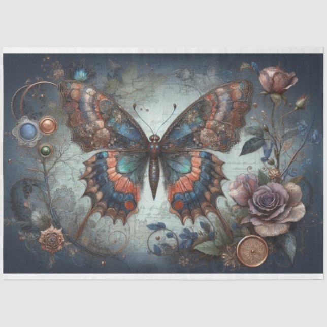 Papier Mousseline Gothique Steampunk Papillon victorien Découpage (Recto)