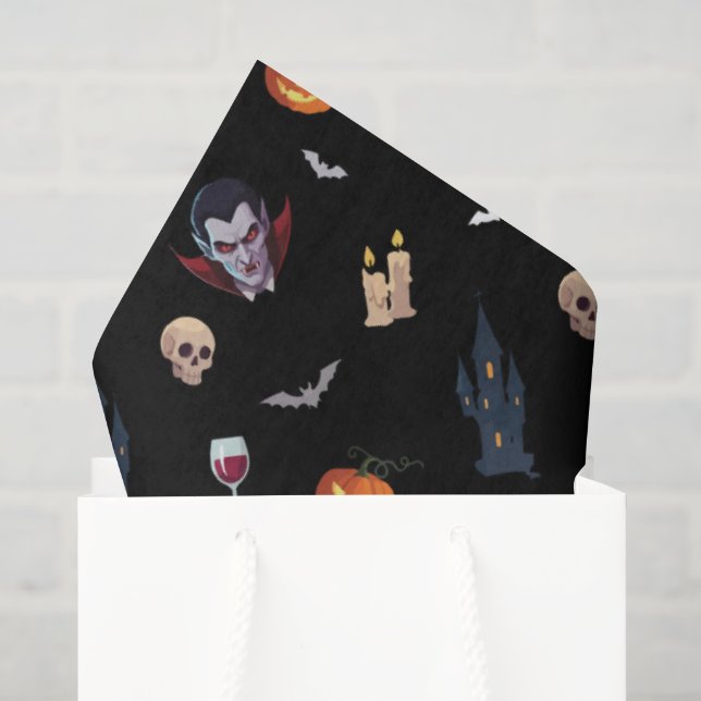 Papier Mousseline 🧛 ‍ ♂️ Gothique Vampire Black Tissue Paper 🎃 (Sac cadeau)