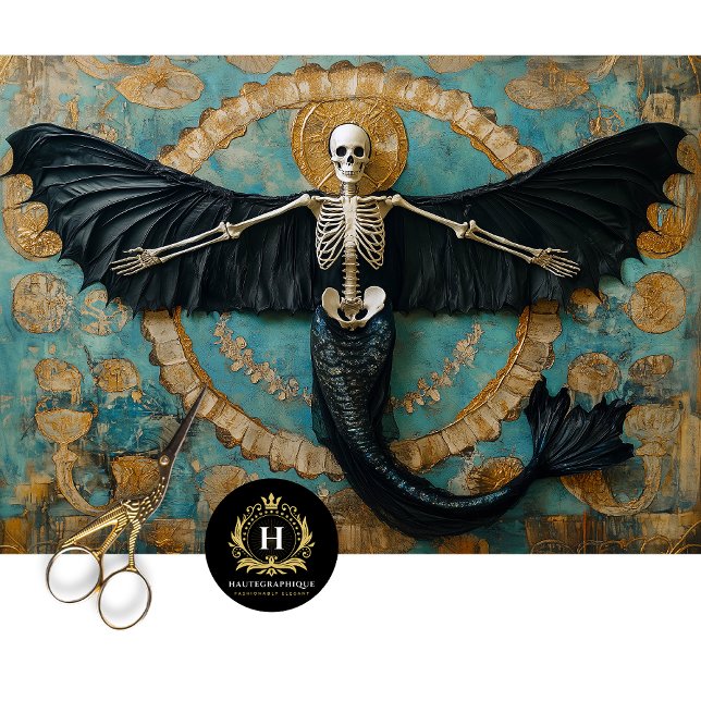 Papier Mousseline Gothique Vampire Skeleton Mermaid Skull Decoupage (Créateur téléchargé)