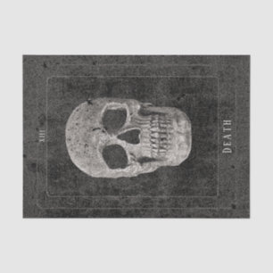 Papier Mousseline Gothique Vintage Noir et Blanc Texture Crâne Tarot