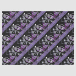Papier Mousseline Gothique Violet Dansant Skeletons Motif Mariage