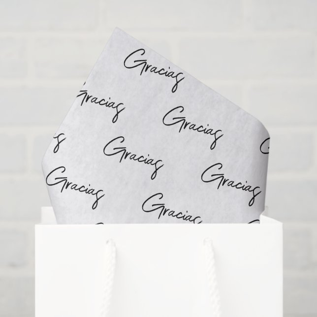 Papier Mousseline Gracias minima Black white script Custom Business (Sac cadeau)