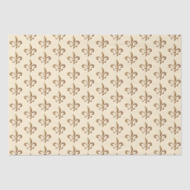 Papier Mousseline Gradient d'or ciselé Heraldique Fleur de lis Ivoir (Recto)