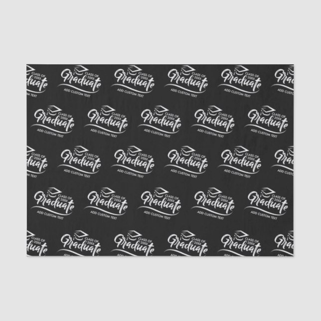 Papier Mousseline Graduate Classe Année Noir Blanc Personnalisé Grad (Recto)