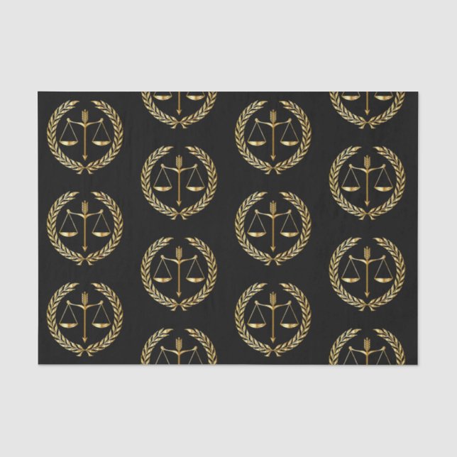 Papier Mousseline Graduation Gold Justice Scale Sword Laurel Wreath (Recto)