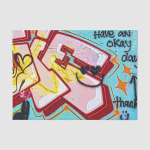 Papier Mousseline Graffiti bleu rose art de rue murale urbaine