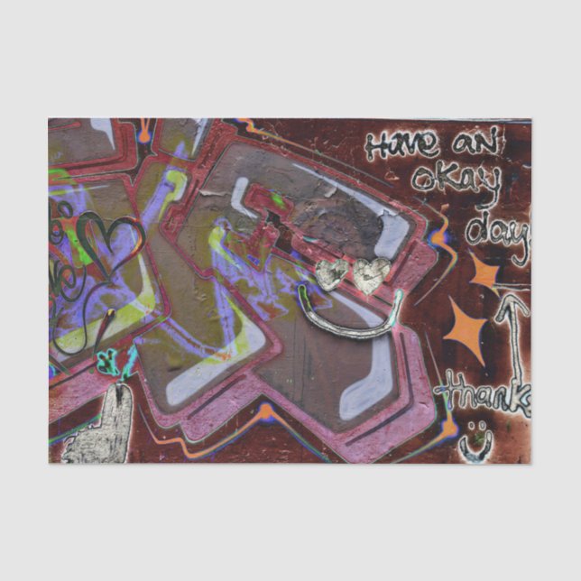 Papier Mousseline Graffiti Brown rose urbain Grunge Street Wall Art (Recto)