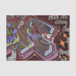 Papier Mousseline Graffiti Brun Rose Art Urbain de Rue Murale Grunge