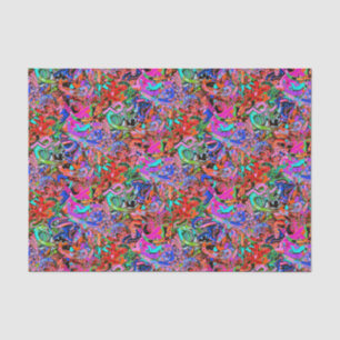 Papier Mousseline Graffiti en bleu, rouge, vert et violet