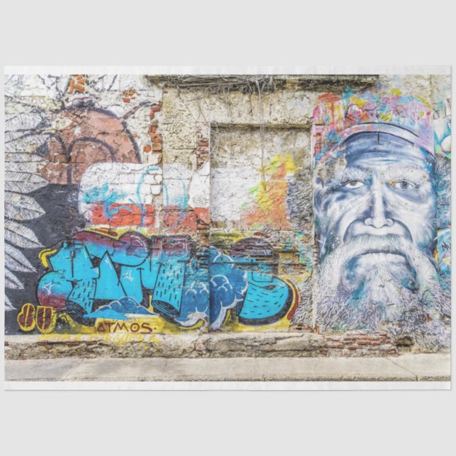 Papier Mousseline Graffiti Man Urban 19 Découpage Tissu Papier (Recto)