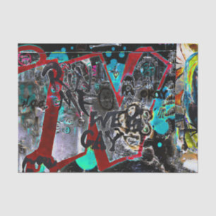 Papier Mousseline Graffiti noir art de rue urbain mur rouge