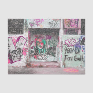 Papier Mousseline Graffiti Rose Vert Grunge Street Art Murale Urbain