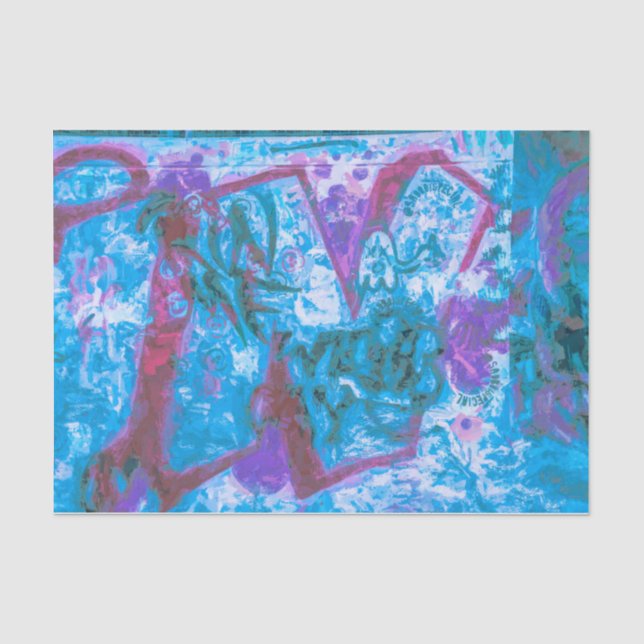 Papier Mousseline Graffiti violet bleu rue urbaine peint Mur Art (Recto)