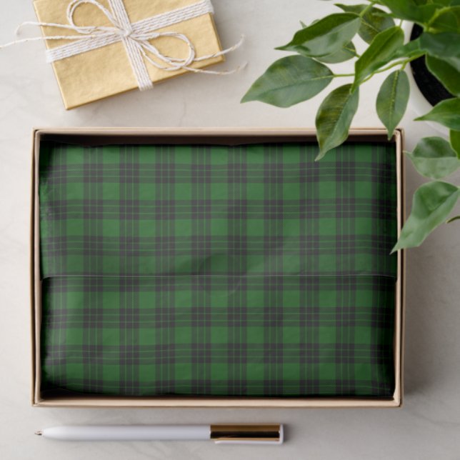 Papier Mousseline Graham tartan vert noir plaid (Cadeau)