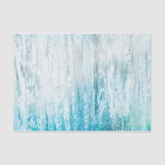 Papier Mousseline Grain de bois Turquoise Blanc Rustique Texture Déc (Recto)