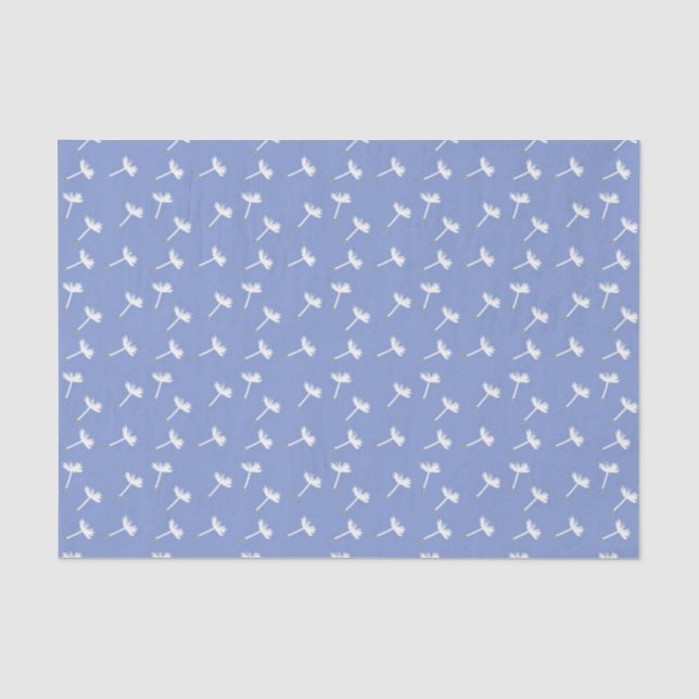 Papier Mousseline Graines de pissenlit flottant sur le bleu (Recto)