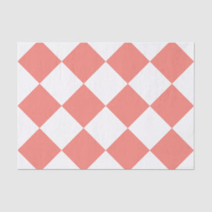 Papier Mousseline Grand Checkered de Diag - rose blanc et de corail