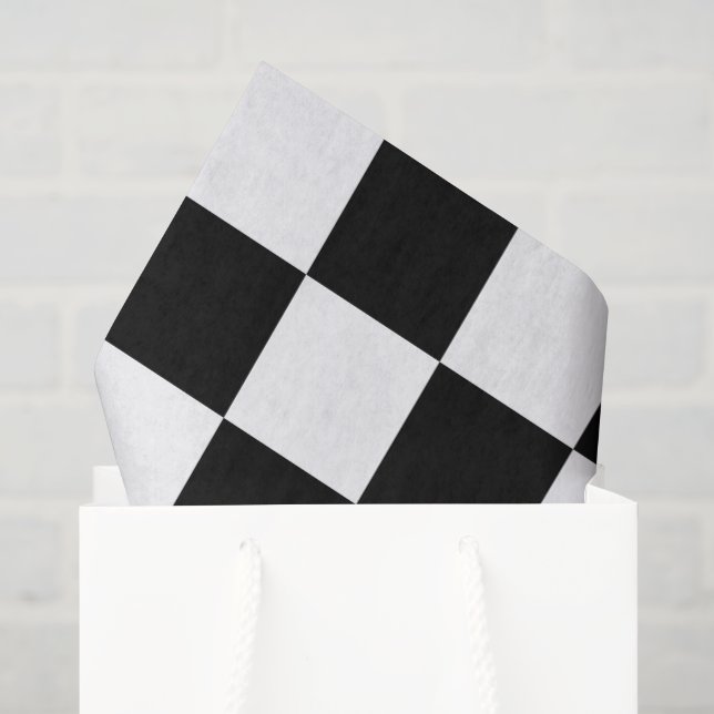 Papier Mousseline Grand noir et blanc coché (Sac cadeau)