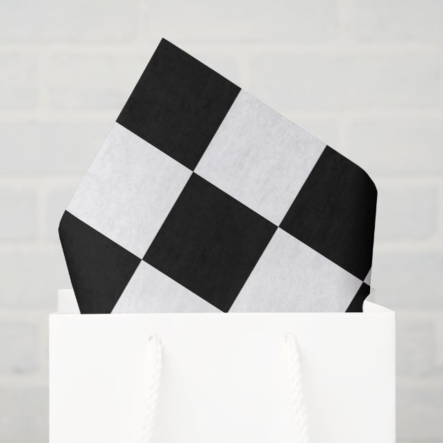 Papier Mousseline Grand noir et blanc vérifié (Sac cadeau)