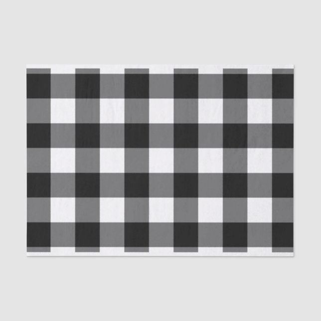 Papier Mousseline Grand papier de tissu en vichy noir et blanc (Recto)