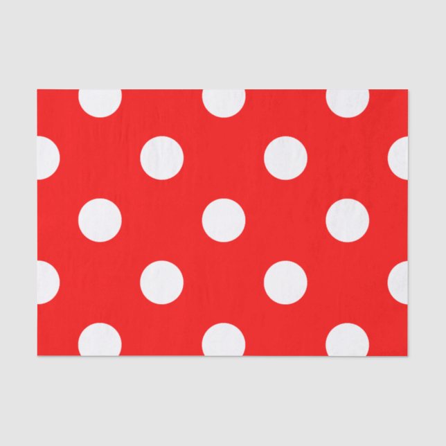 Papier Mousseline Grand pois - blanc sur le rouge (Recto)