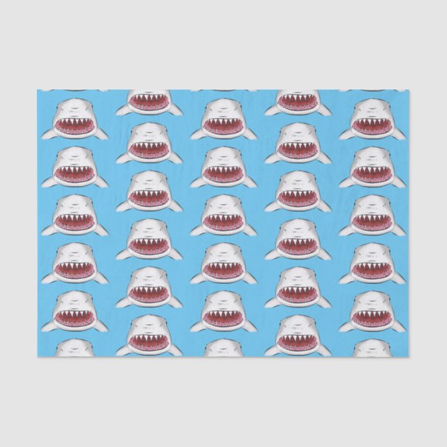 Papier Mousseline Grand requin blanc moyen dessin animé (Recto)