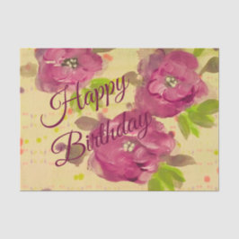 Papier Mousseline Grand Rose Bourgogne Fleurs