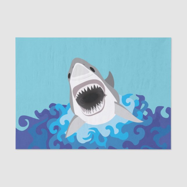Papier Mousseline Grande bande dessinée drôle de requin blanc (Recto)