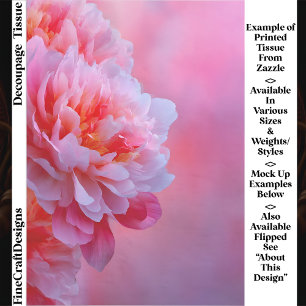 Papier Mousseline Grande Fleur de Pivoine Rose Belle Decoupage EY9L
