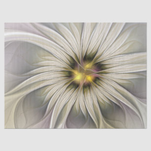 Papier Mousseline Grande Fleur d'ivoire, Abstrait Art Fractal Modern