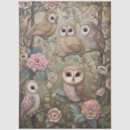Papier Mousseline Grande Forêt Boisée Florales & Chouettes Découpage