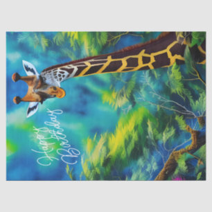 Papier Mousseline Grande Giraffe dans les arbres Anniversaire