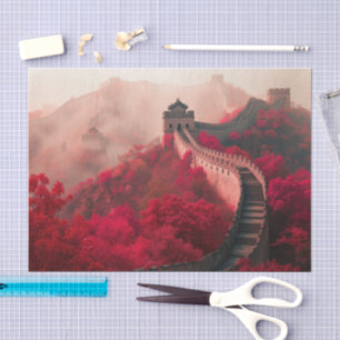 Papier Mousseline Grande Muraille de Chine en automne - Rouge Pittor