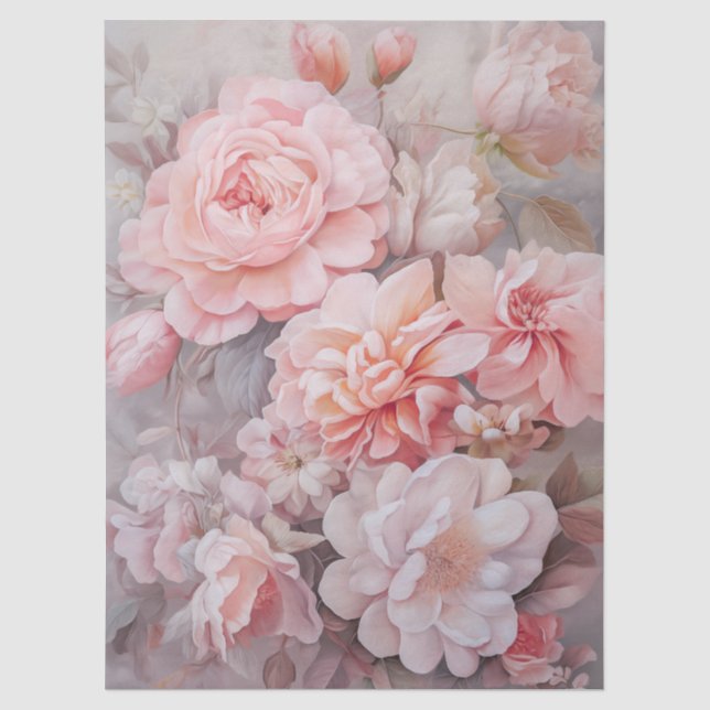 Papier Mousseline Grande page Ethérée rose bouquet floral (Recto)