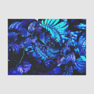 Papier Mousseline Grande Palme Bleue Tropicale Feuille Hibiscus Déco