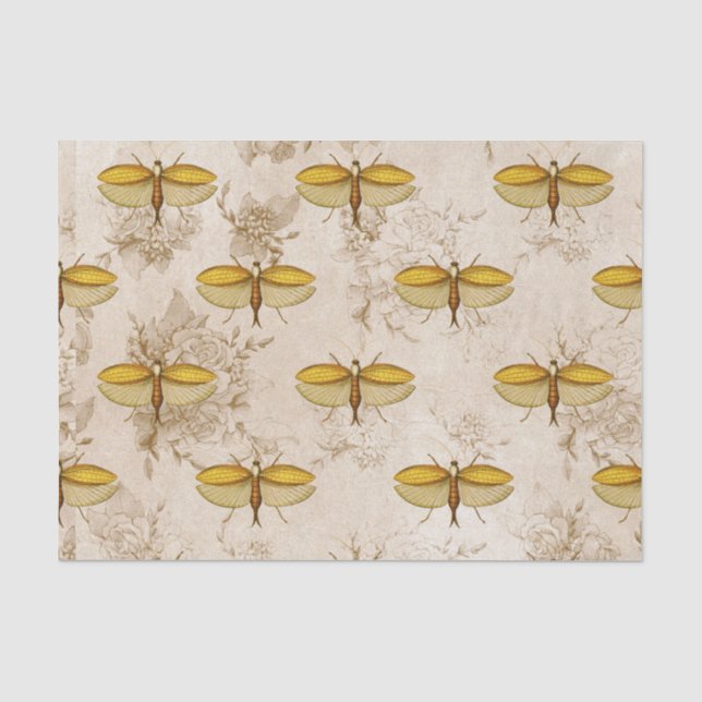 Papier Mousseline Grande papillon et fleurs (Recto)