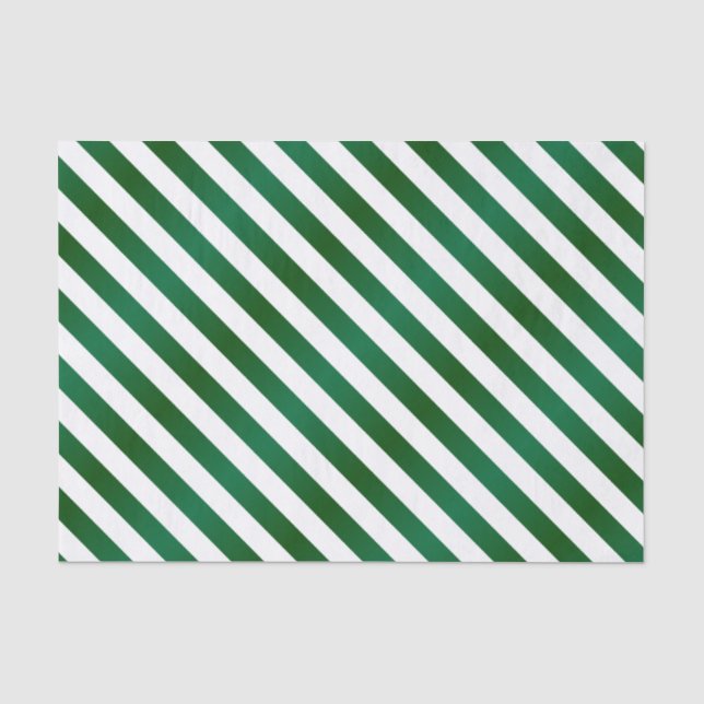 Papier Mousseline Grandes diagonales vertes et blanches (Recto)