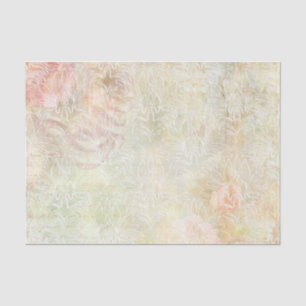 Papier Mousseline Grandes fleurs blanches avec fleurs de pêche